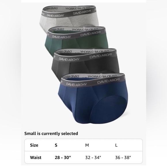 DAVID ARCHY Bamboo Men's Micro Modal Briefs No Fly 3D U Pouch 4 Pack Size L - Picture 5 of 7